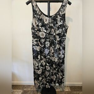 ISAAC MIZRAHI LIVE! BLACK & GREY FLORAL RUFFLED PLUS SIZE MAXI DRESS SIZE 3XP